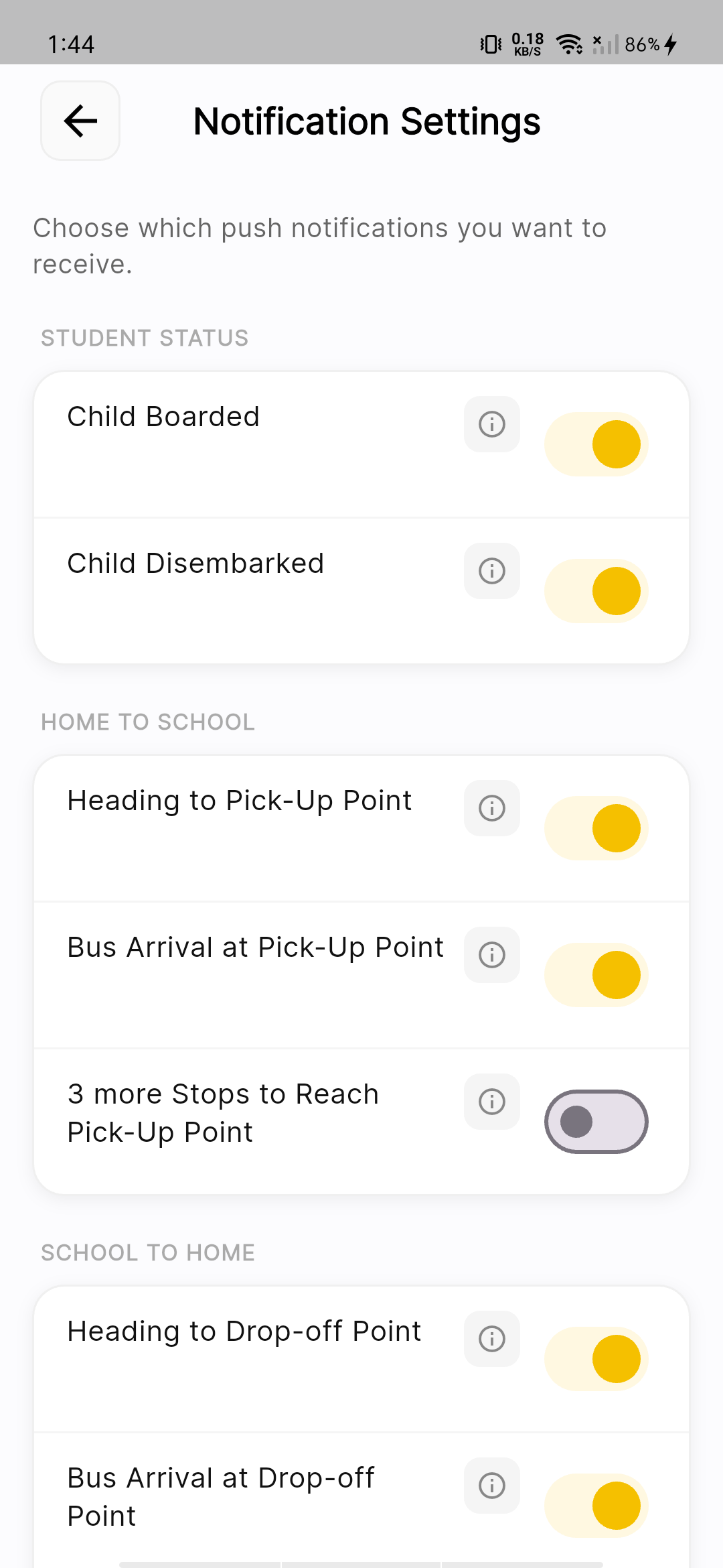 BAS Connect+ screen
