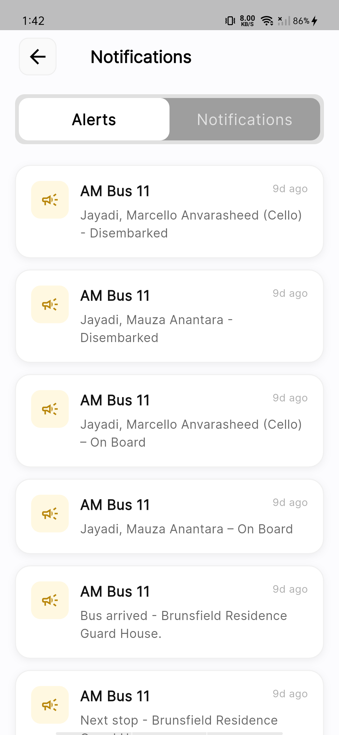 BAS Connect+ screen