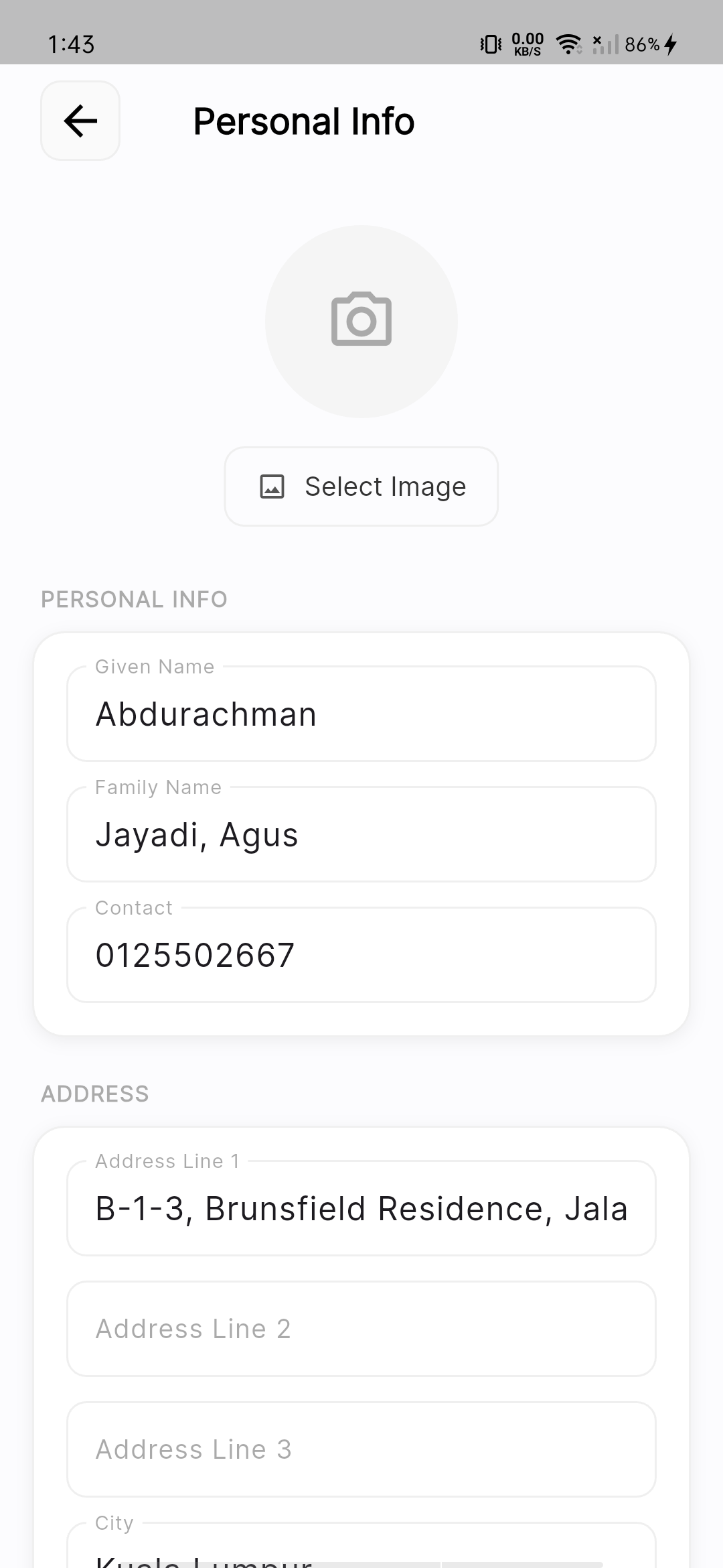 BAS Connect+ screen